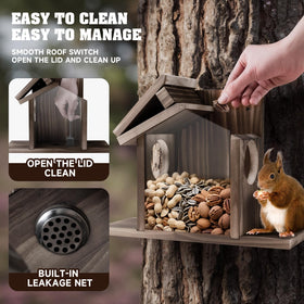 Gnodry Squirrel Feeder sturdy pine wood construction withstands outdoor conditions.
