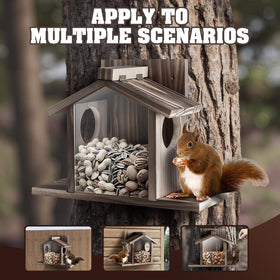Gnodry Squirrel Feeder dual entry holes invite swift access for squirrels.