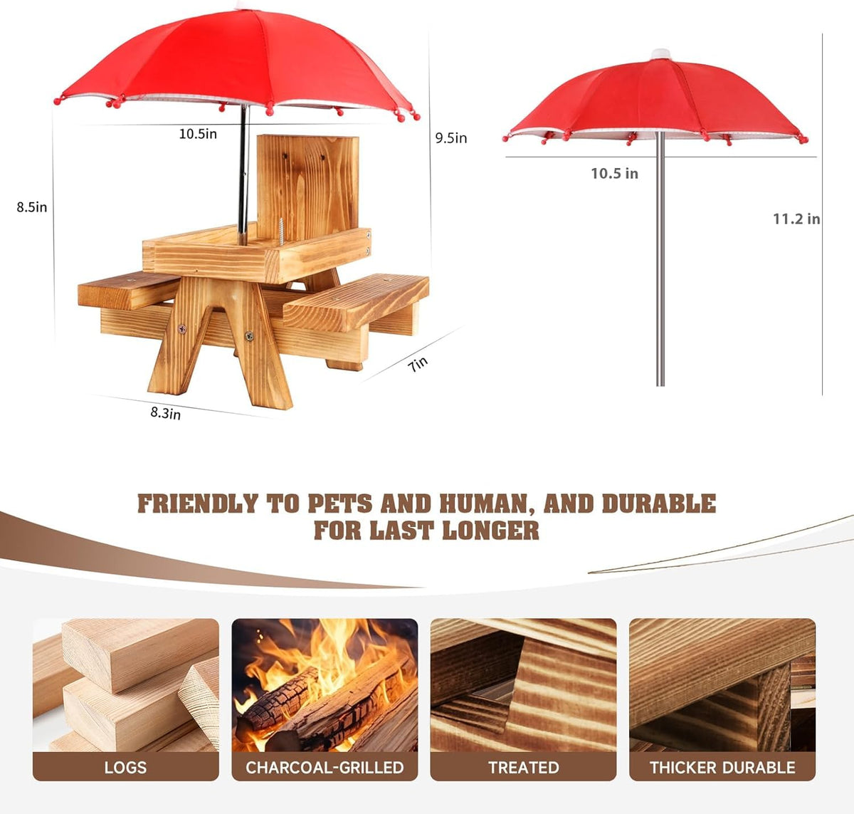 Gnodry Squirrel Feeder sturdy wood frame supports outdoor use