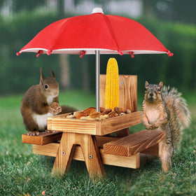 Gnodry Squirrel Feeder with Umbrella shields meals outdoors