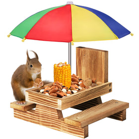 Gnodry Squirrel Feeder with Umbrella provides shade for sunny days