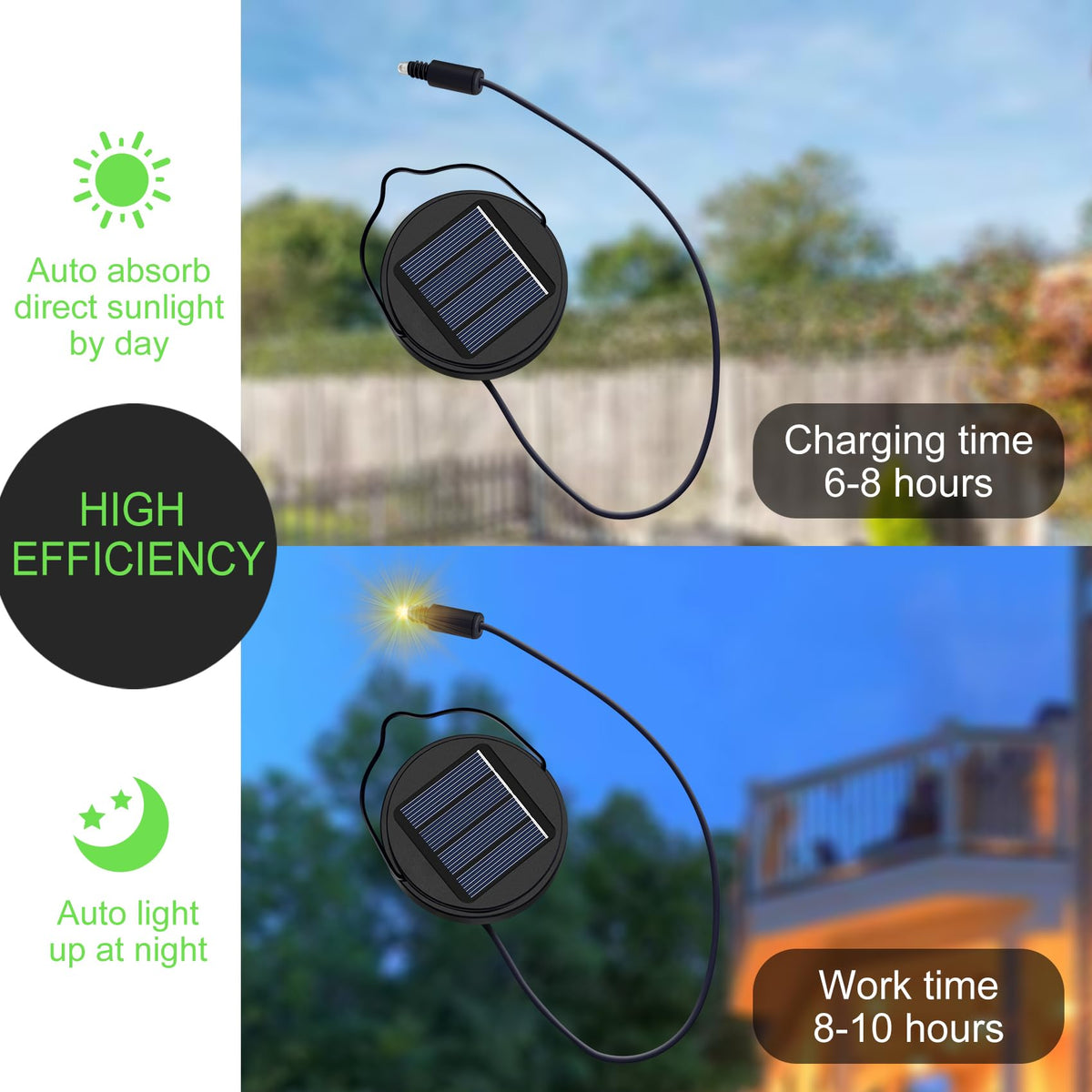 Go2garden long 18-inch cord enables flexible placement of solar lights