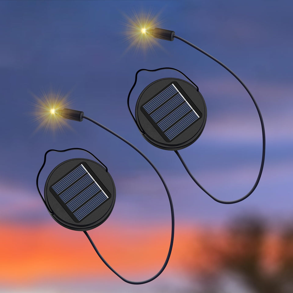 Go2garden 2-pack AA 600mAh solar light tops for outdoor lanterns, ideal for garden ambiance