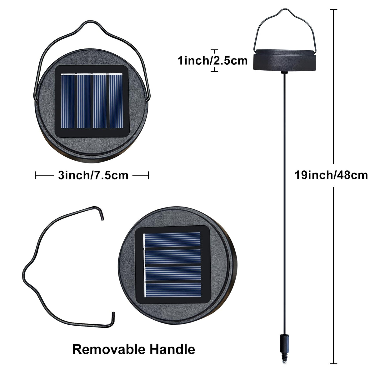 Go2garden 600mAh NiMH battery inside top, rechargeable energy for lanterns