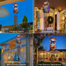 Go2garden Butterfly Solar Wind Chimes close-up of butterfly lantern pattern