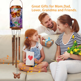 Go2garden Butterfly Solar Wind Chimes four-pipes design creates soothing outdoor music