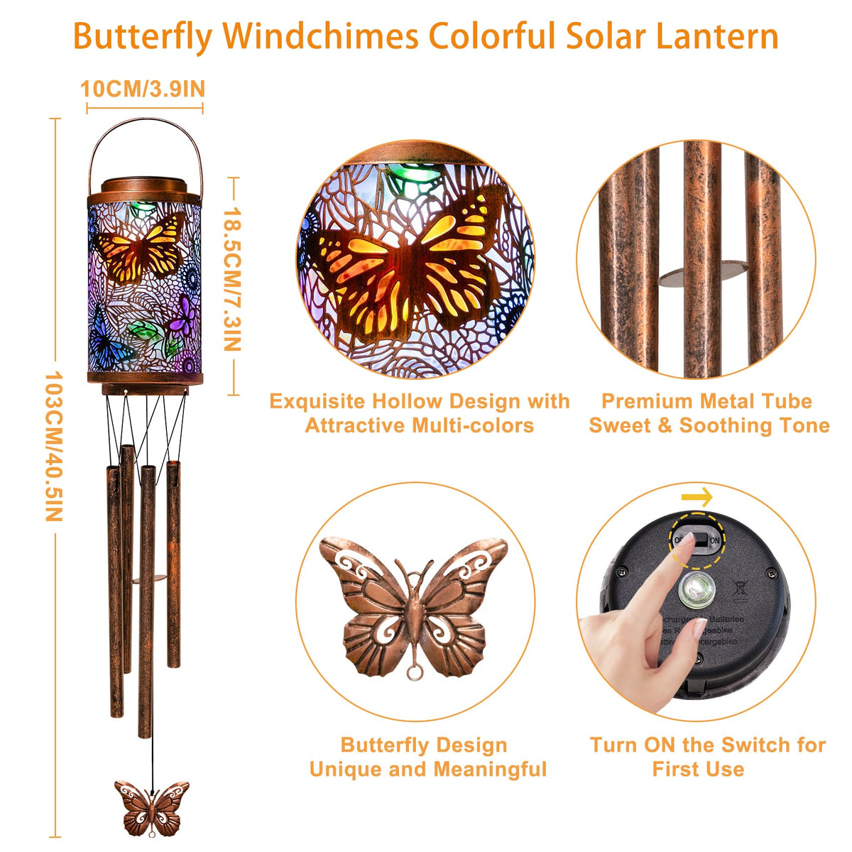 Go2garden Butterfly Solar Wind Chimes as garden decor for yard