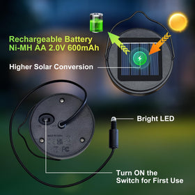 Go2garden solar panel top with 2V 100mA specs for reliable daytime charge
