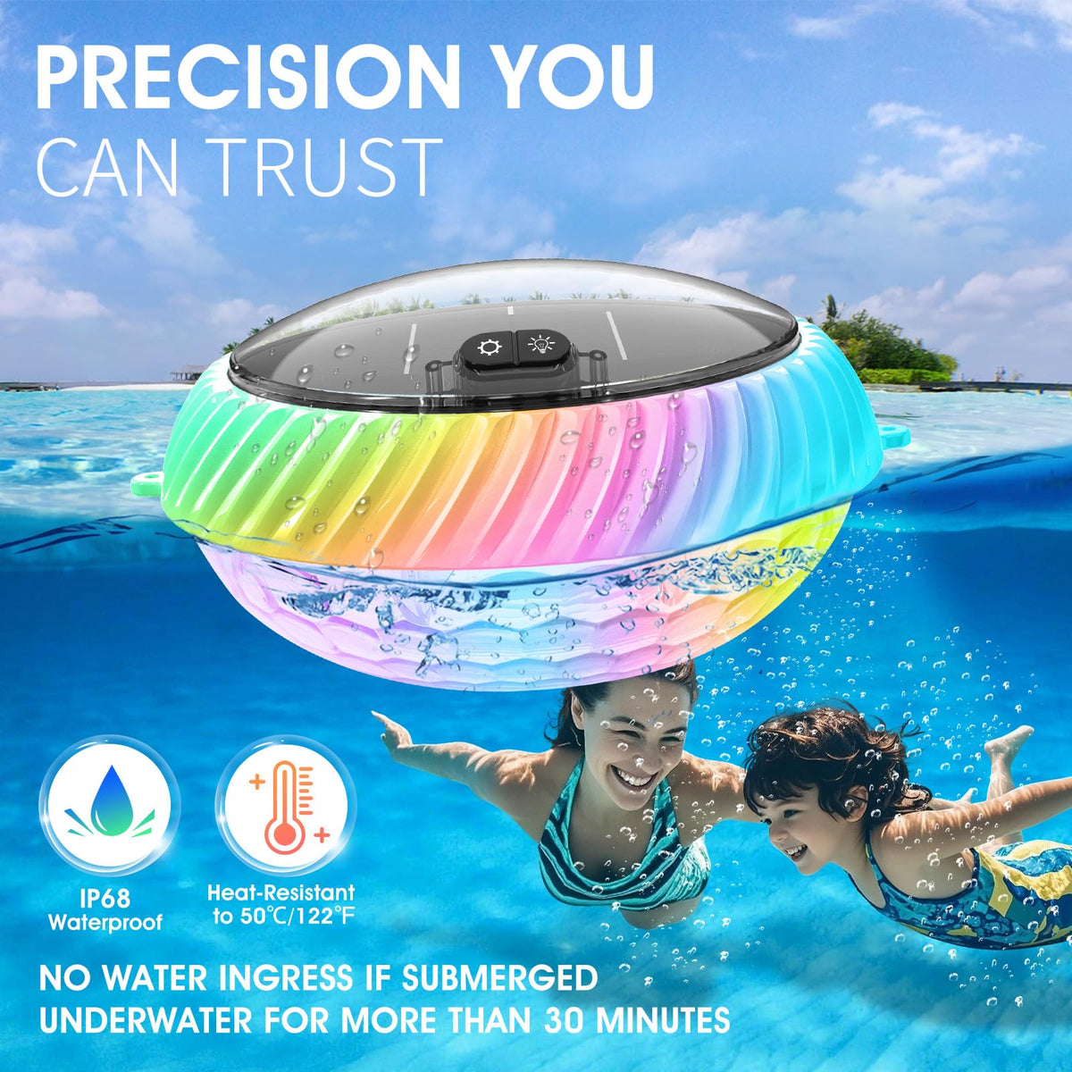 Goallim IP68 waterproof rating ensures durable pool use.