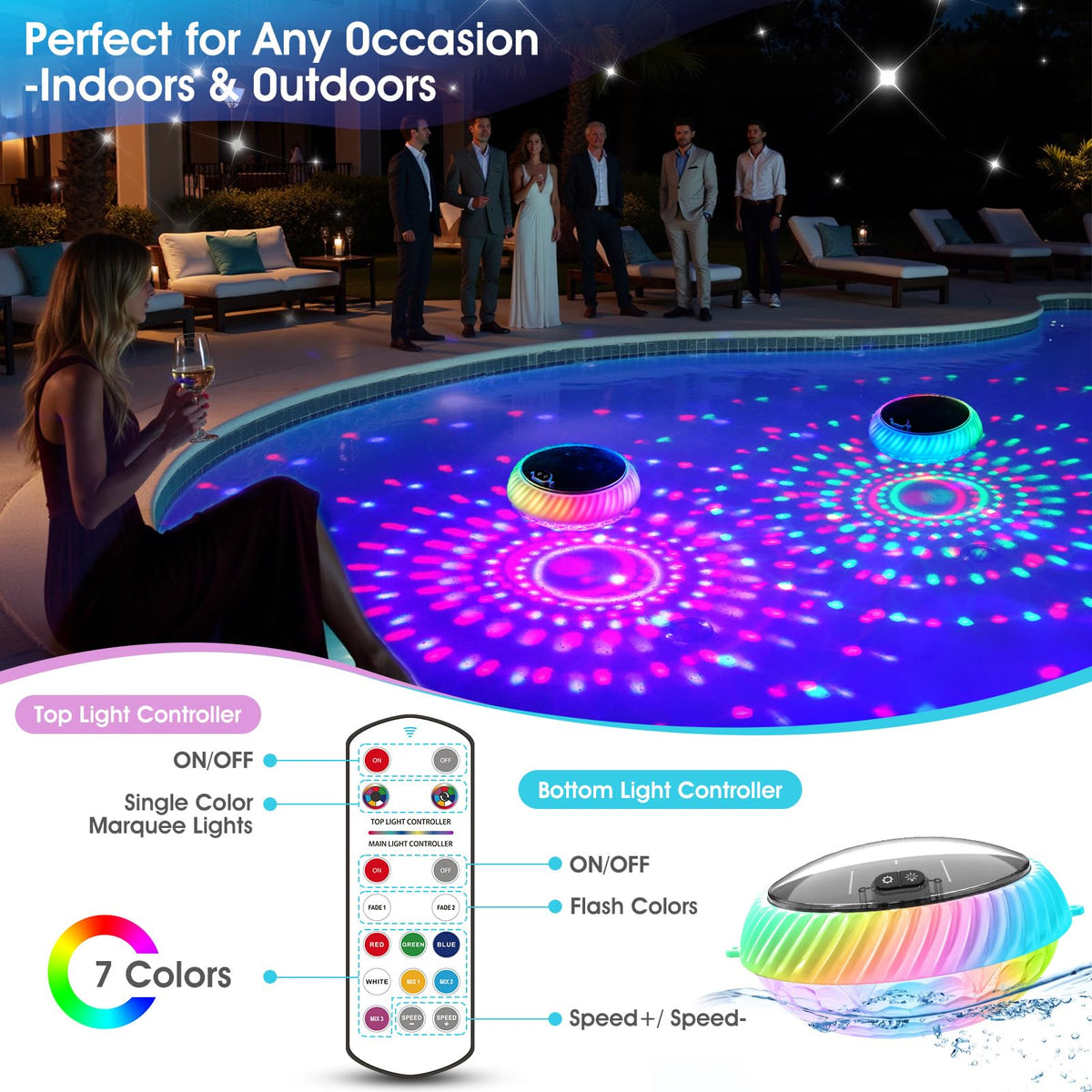 Goallim remote control enables quick color and mode changes.