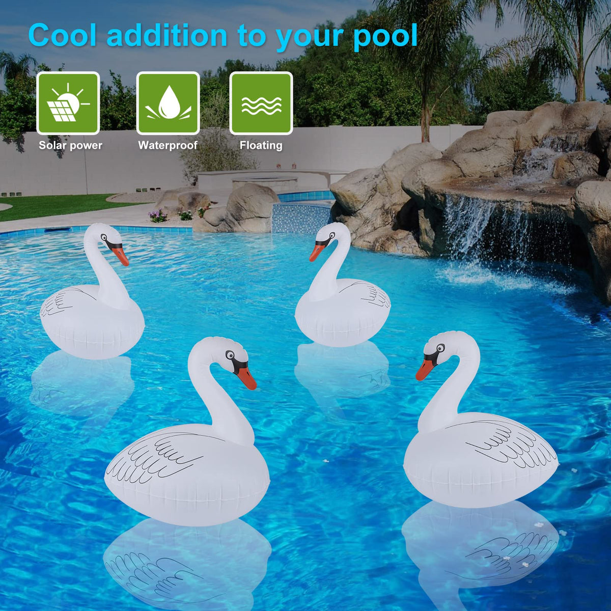 Goallim Swan floating light helps deter ducks from lingering near your pool.