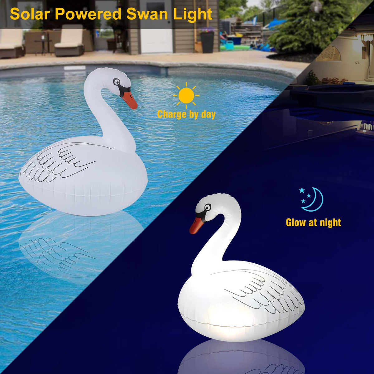 Goallim Swan lights illuminate the night with color-changing LEDs for relaxing backyard ambiance.