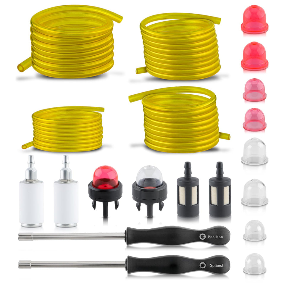 GoaMotors 4-size fuel line hose set for small engines, flexible and resistant to swelling.