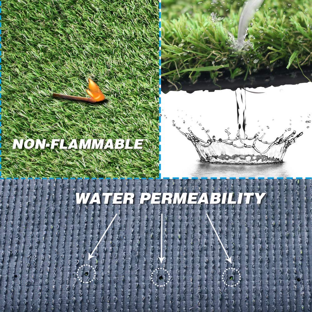Goasis Lawn indoor-outdoor turf on a deck highlights versatile installation options.