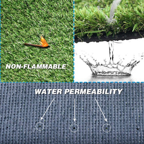 Goasis Lawn indoor-outdoor turf on a deck highlights versatile installation options.