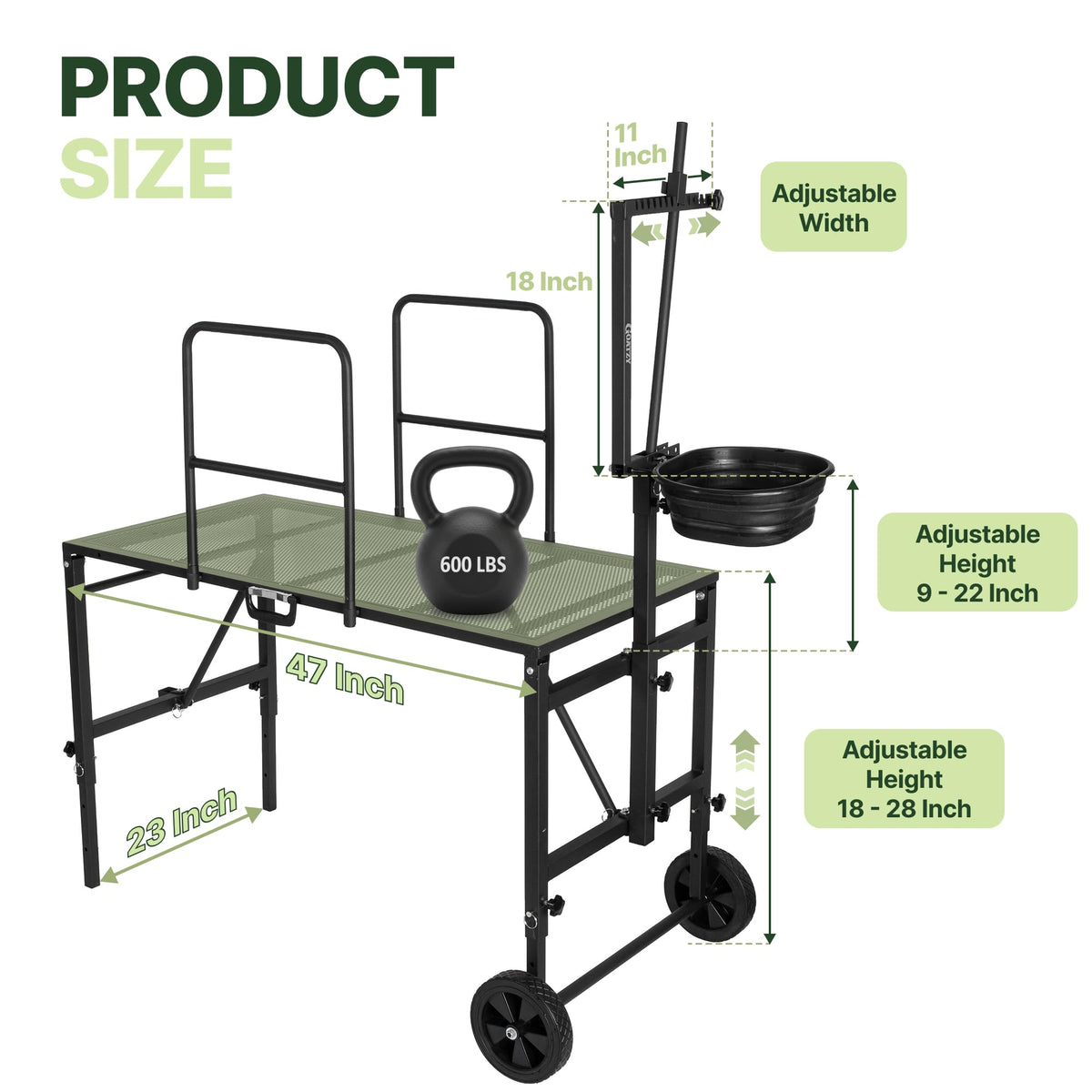 Goatzy Goat Stand with removable rails and feeder bowl for calm milking.