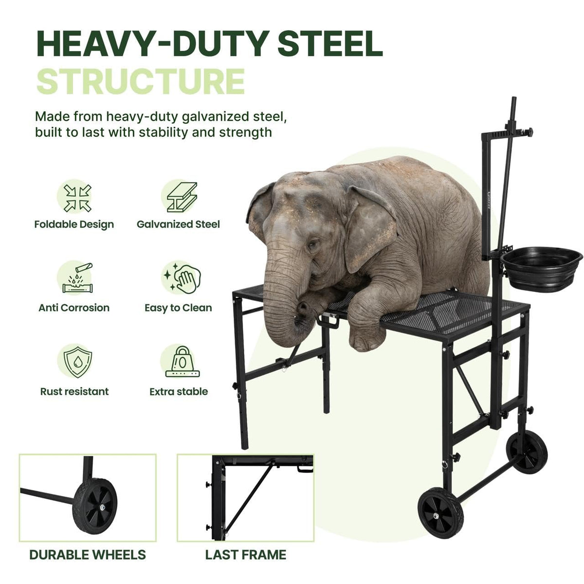 Goatzy Goat Stand side rails detach for flexible animal access.