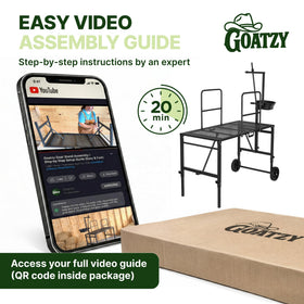 Goatzy Goat Stand with wheels and carry handle for easy transport.