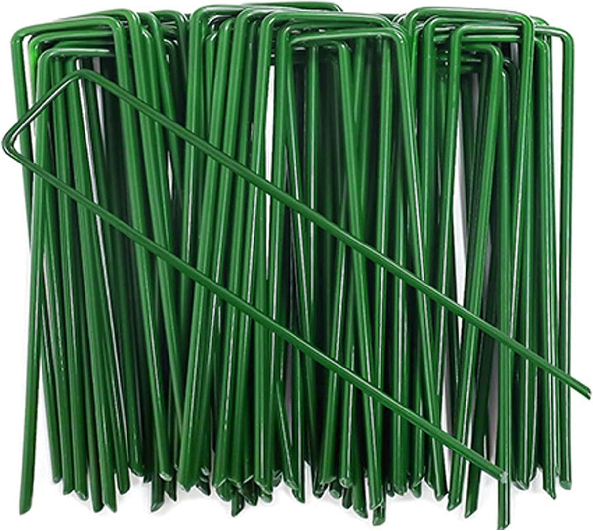 Goboloto 6-inch galvanized landscape staples close-up for durable lawn use