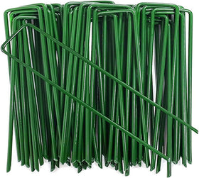 Goboloto 6-inch galvanized landscape staples close-up for durable lawn use