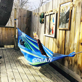 GOCAN Brazilian Double Hammock full-length view highlighting generous 11 ft span for two.