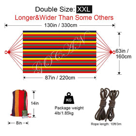 GOCAN Brazilian Double Hammock reinforced knots and rings for durable long-term use.