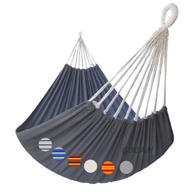 GOCAN hammock outdoor setup in garden for two, spacious and comfortable.