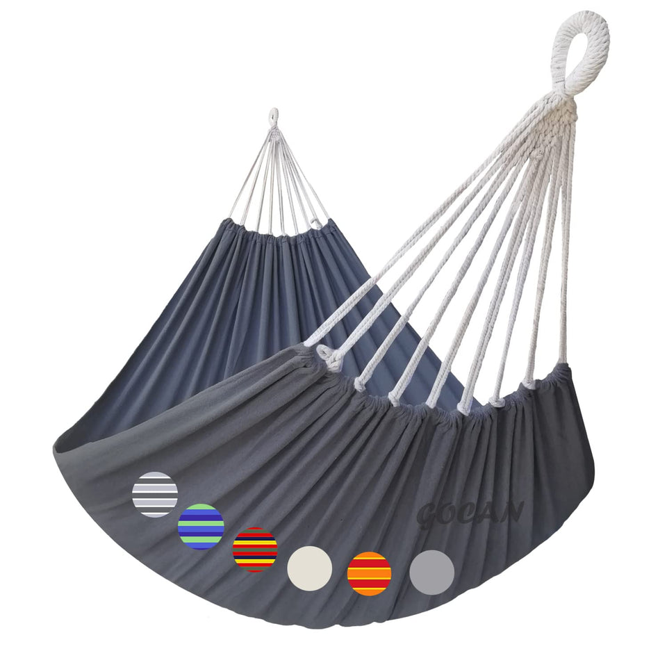 GOCAN hammock outdoor setup in garden for two, spacious and comfortable.