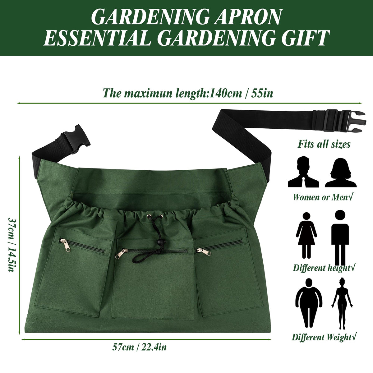 GOCOHHI adjustable waistband gardening apron for a comfortable fit during long gardening sessions.