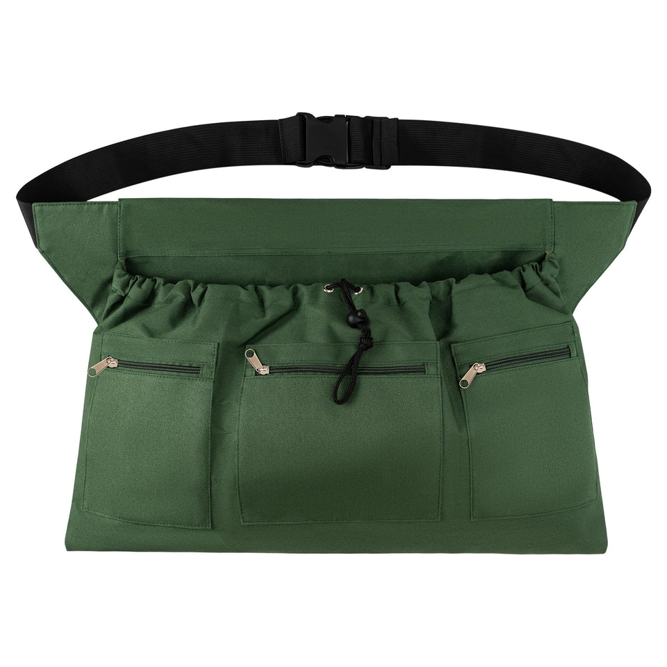 GOCOHHI gardening apron with front pockets holds tools and harvest safely.