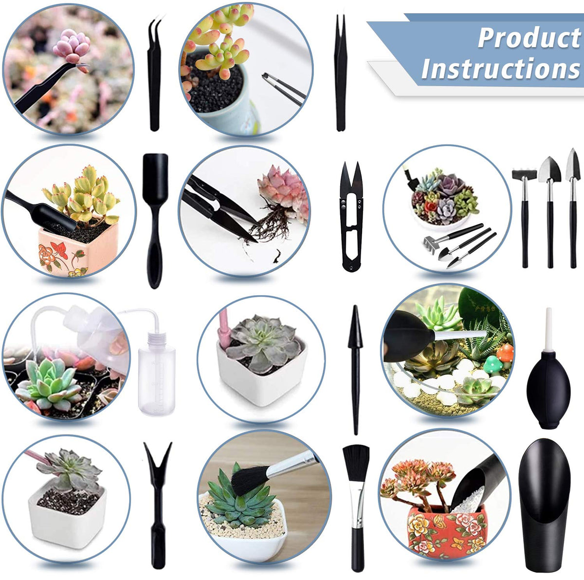 Godehone succulent-tools-set-curved-tweezers: curved tips for precise leaf handling.