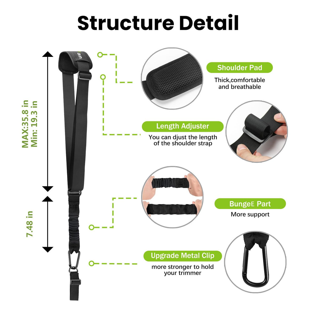 GodFan adjustable-length strap fits various body sizes for balanced handling