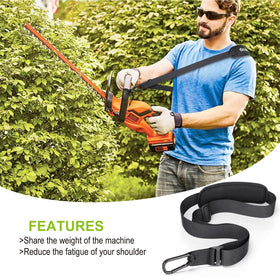 GodFan weed eater harness distributes weight across shoulders for comfortable grip.