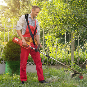 GodFan versatile strap supports weed eaters and leaf blowers efficiently