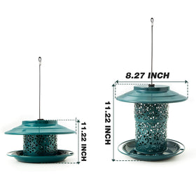 Godinsky green bird feeder blends with garden spaces