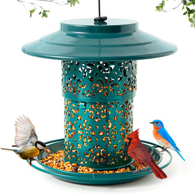 Godinsky metal bird feeder for outdoors, hanging design, weather-ready