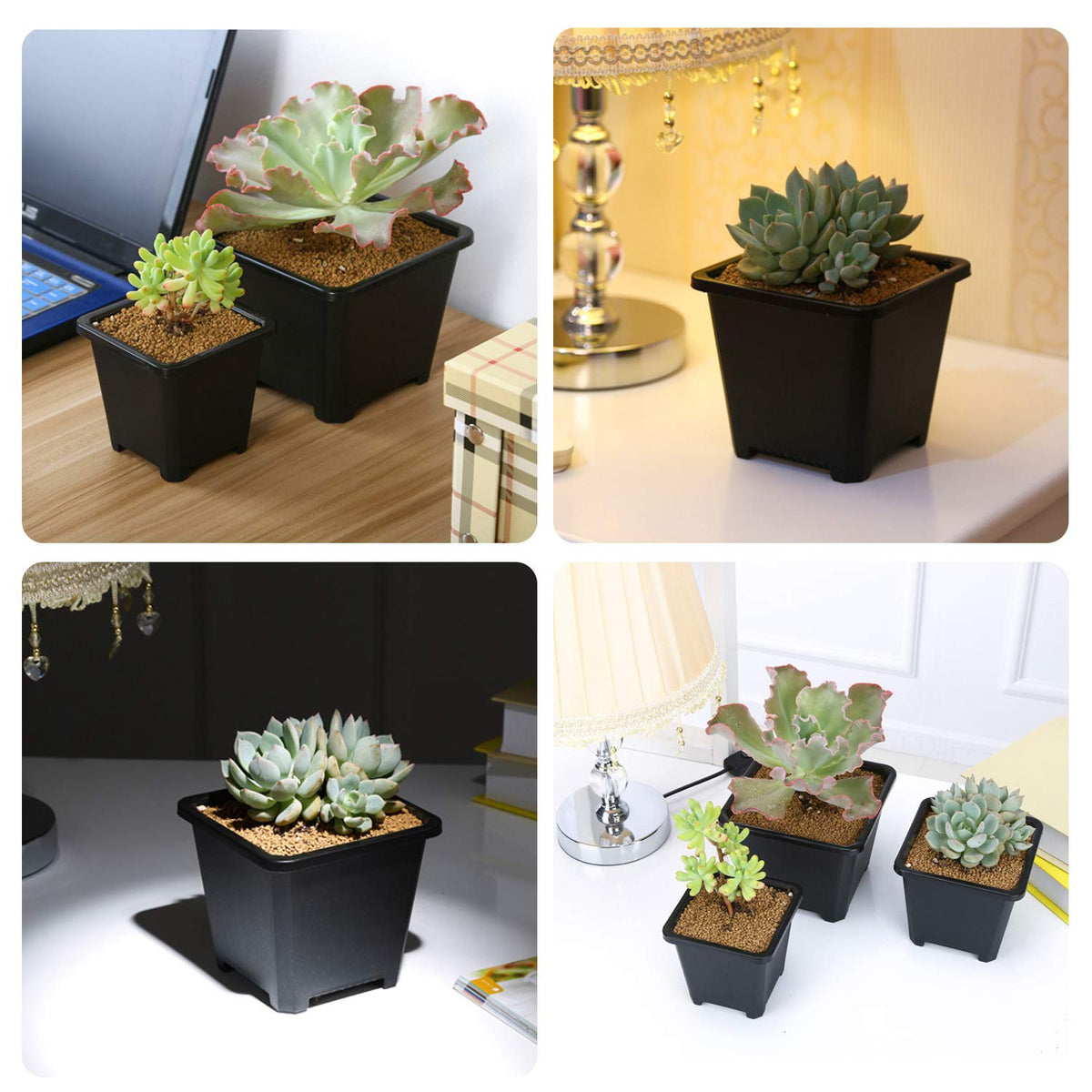 GOETOR stackable black pots compact storage and organization