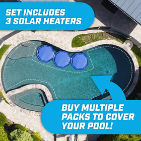 GoFloats V2 flat blue solar heater design complements backyard pool aesthetics