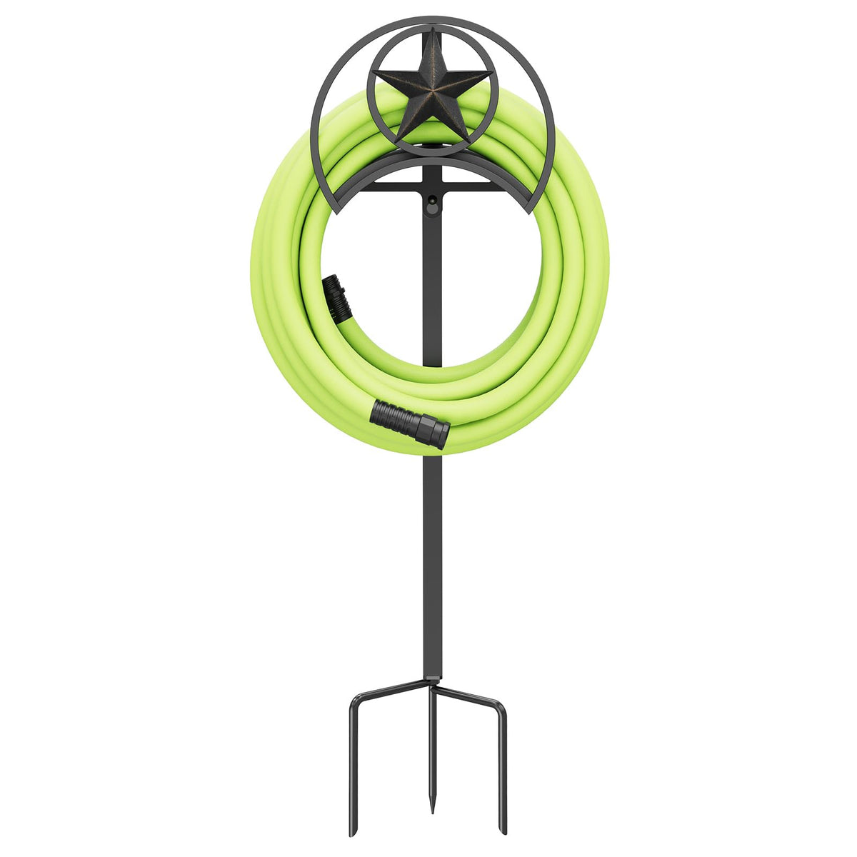 GOFORWILD free-standing hose stake keeps hoses neat without wall mounting.
