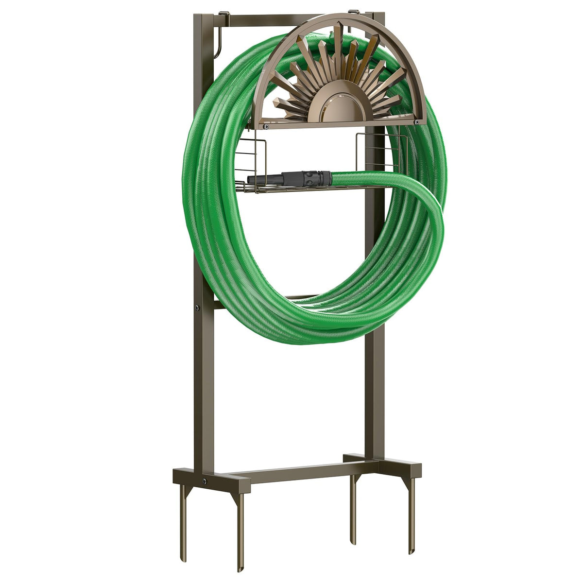 GOFORWILD garden hose reel stand showing sturdy freestanding design for upright hose storage.