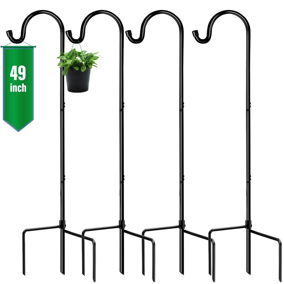 GOFORWILD Shepherd Hook 4 Pack garden decor with sturdy steel construction