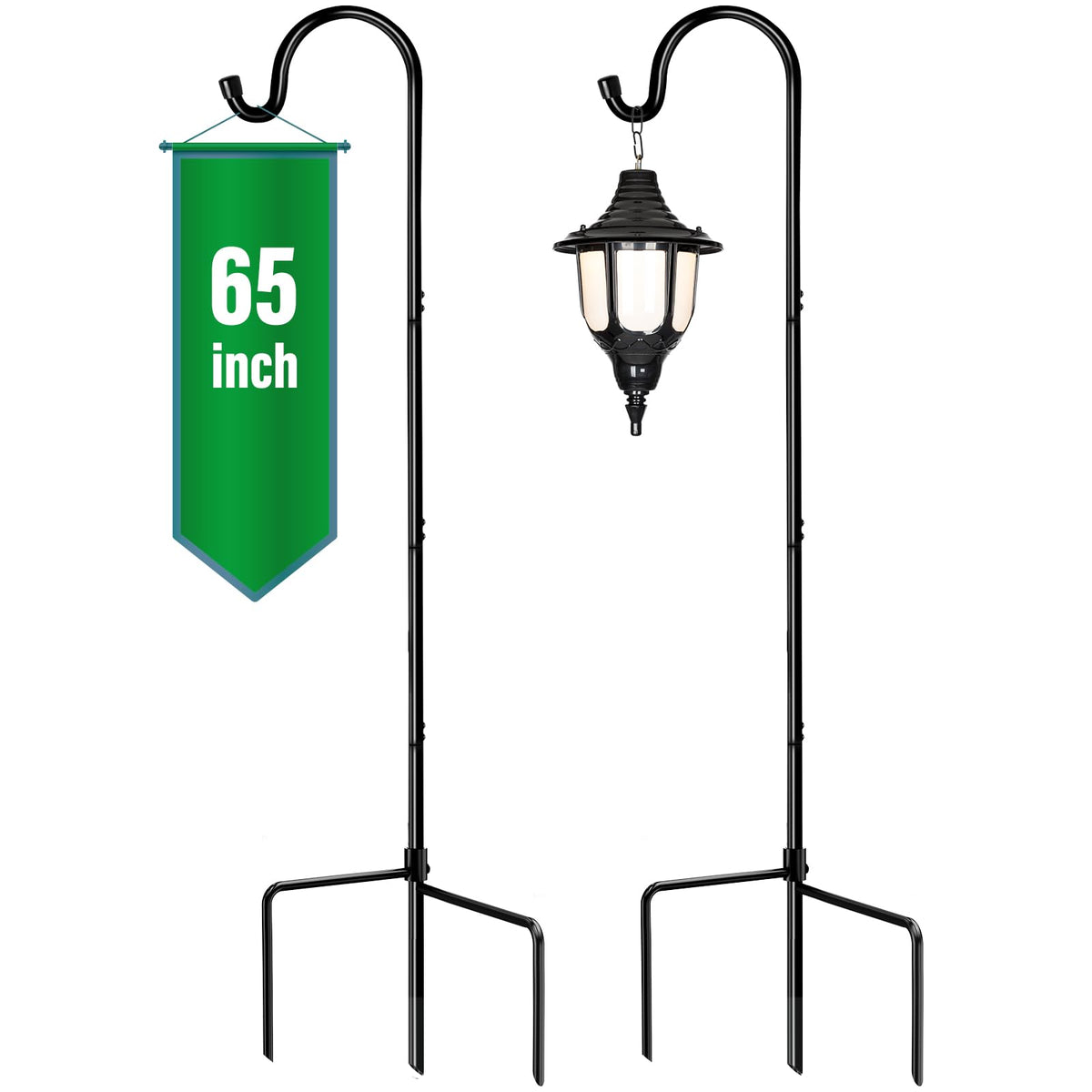 GOFORWILD Shepherd's Hook 65 inch height for sturdy outdoor plant displays.