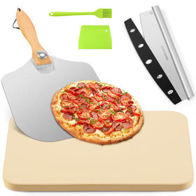 GOFOWRK Pizza Stone 15x12 Rectangle distributes heat for even baking and crispy crust.