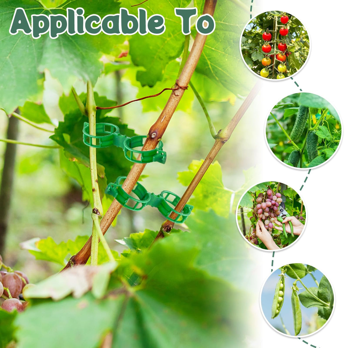 GOFULLHOME secured plastic clips clamp stems securely for stable climbing plants