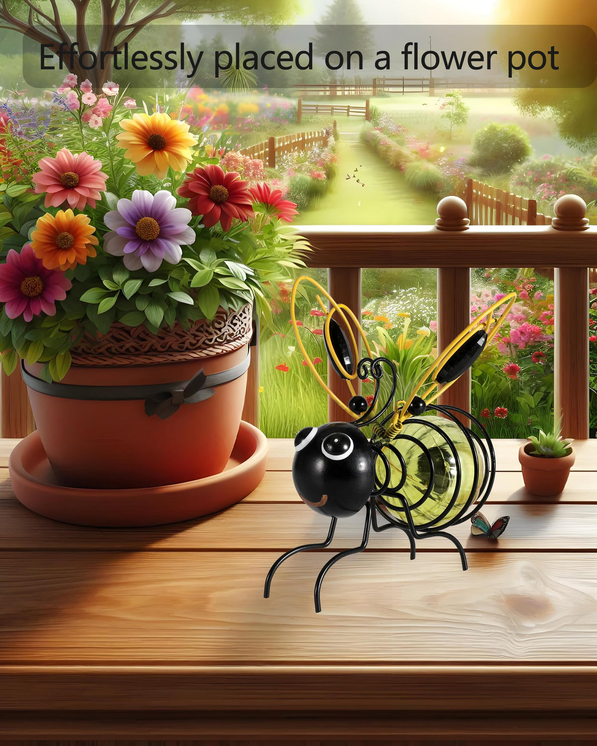 GoGnome bee with spring bounces, bringing playful charm to a garden