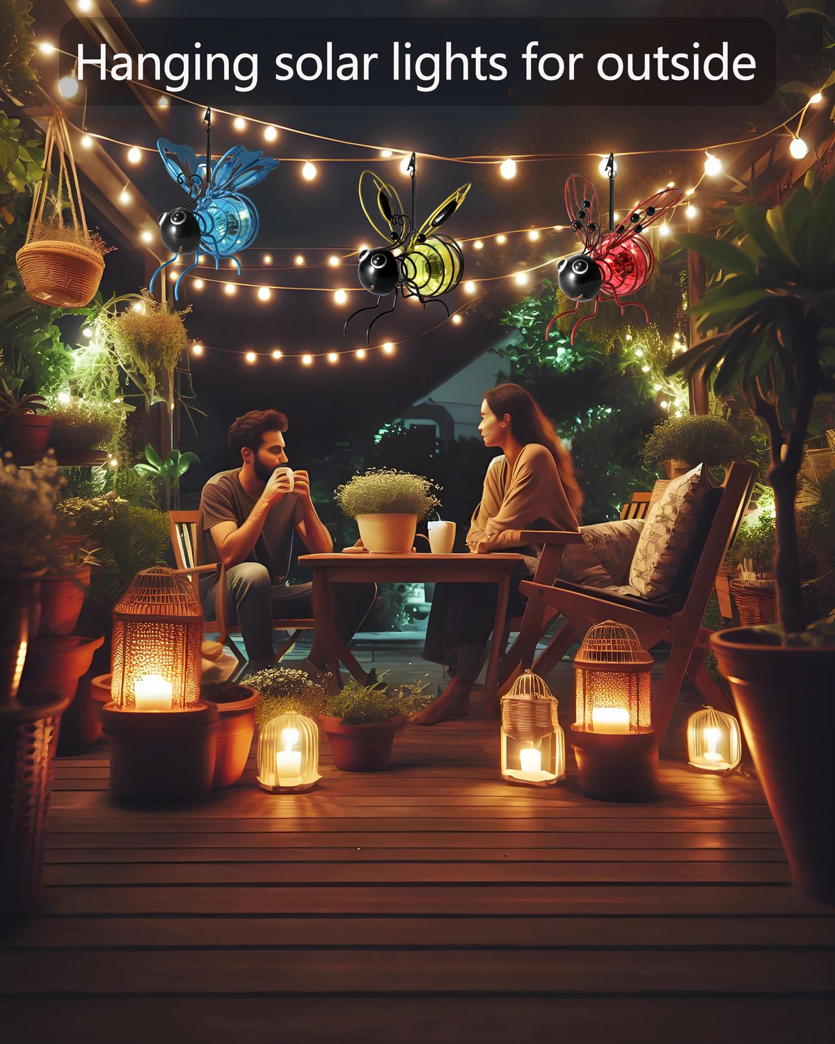 GoGnome hanging bee light brightens pathways at night