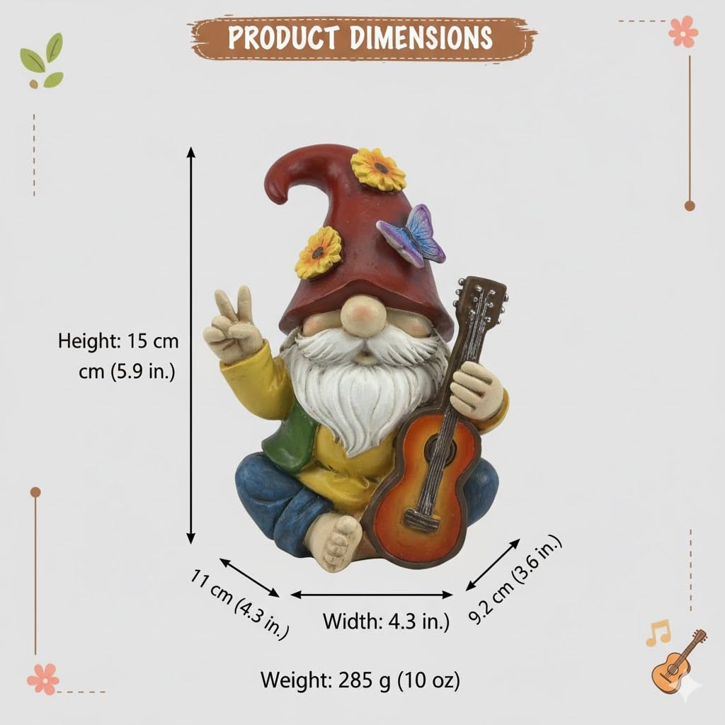 GoGnome weighs about 10 oz for stable lawn display.