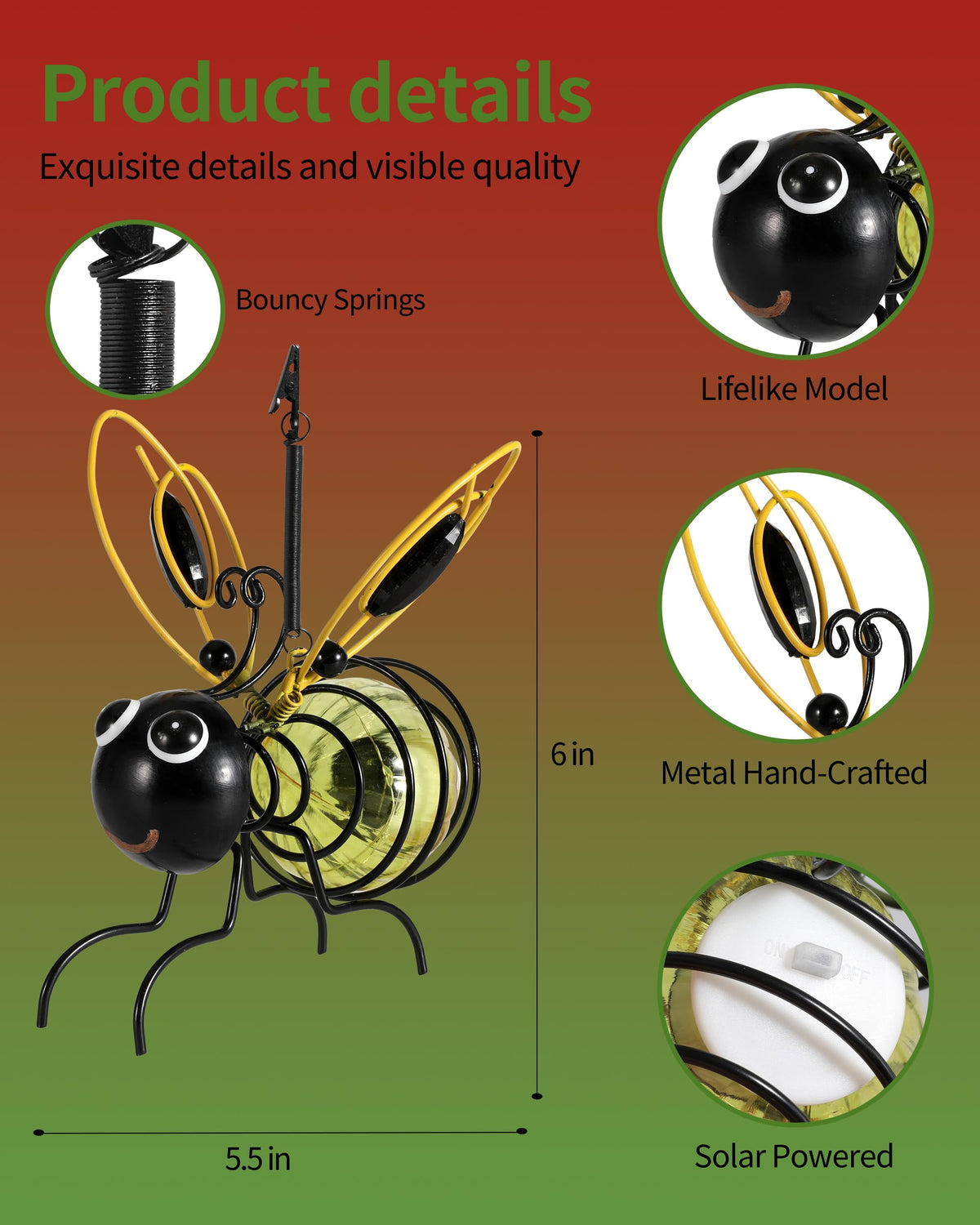 GoGnome weatherproof bee lantern withstands rain for year-round outdoor use