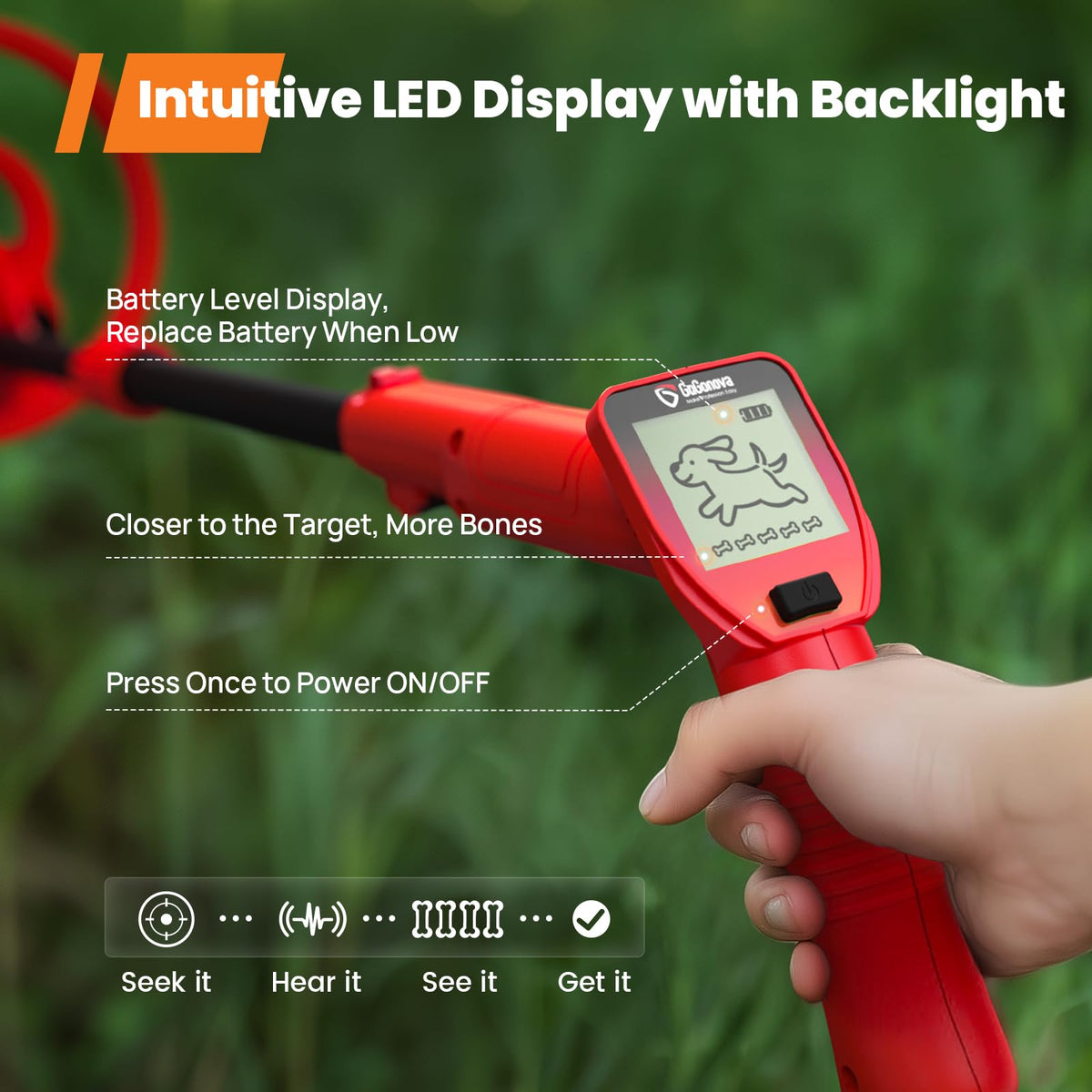 GoGonova kids detector detects coins and trinkets up to 4 inches deep.