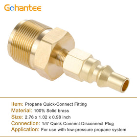 Gohantee brass adapter for low pressure propane systems